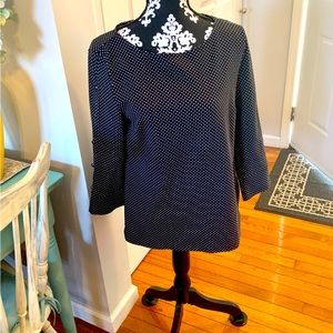 Talbots Black W/White Polka Dots Size M 3/4 Sleeves with Decorative buttons.